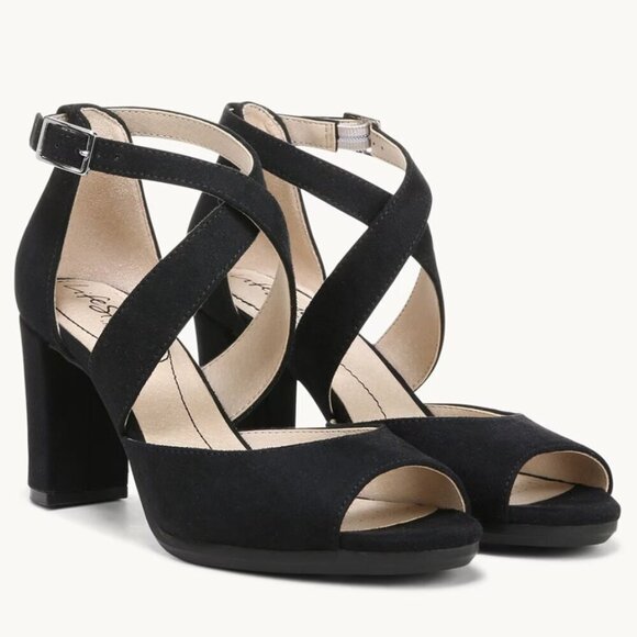 LifeStride Black Strappy Heels - Picture 1 of 7